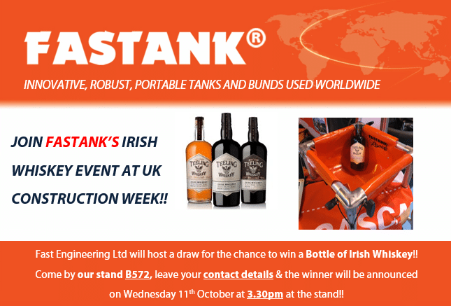 Join Fastank® for an Irish Whiskey Event at UK Construction Week!!